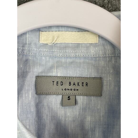 Ted Baker London Men's Size 5 (US XL) Linen Cotton Blend Pale Blue Long Sleeve - Picture 6 of 14